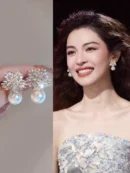 Snowflake pearl earrings, stylish and high-end earrings