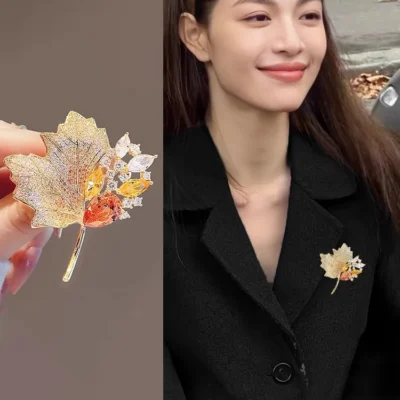 Golden Maple Leaf Brooch