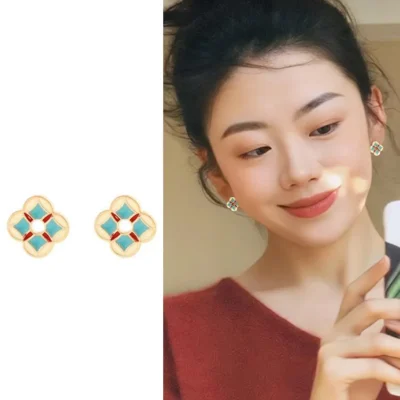 Enamel Chinese style earrings