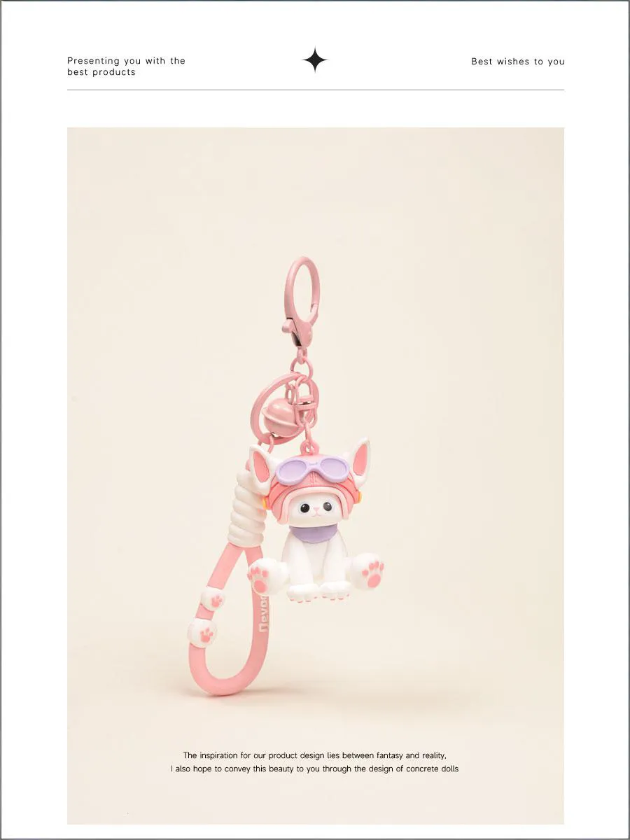Cute helmet, pilot's glasses, German cat keychain, backpack pendant