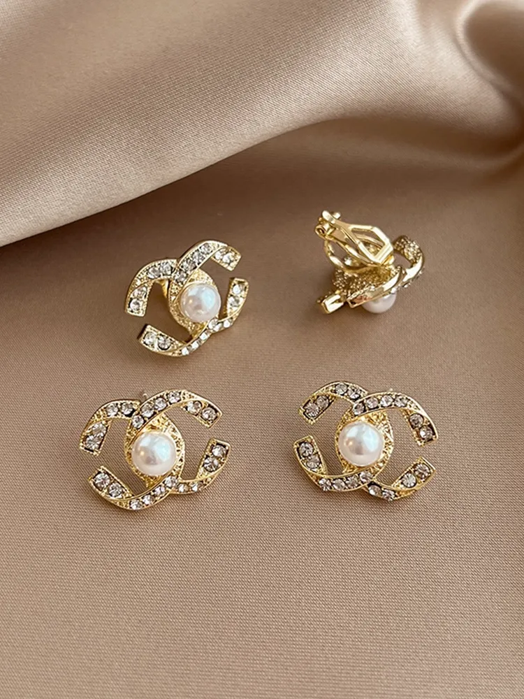 Double C earrings, high-end ear clips