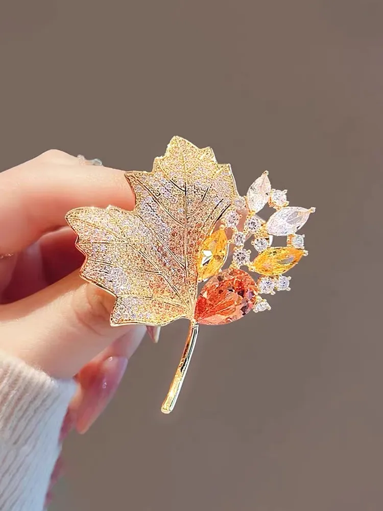 Golden Maple Leaf Brooch