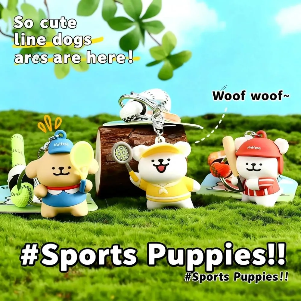 Badminton Baseball Line Puppy Keychain, Pendant
