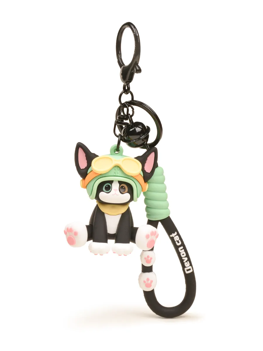 Cute helmet, pilot's glasses, German cat keychain, backpack pendant