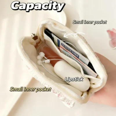 Cotton storage bag, lipstick, coin purse