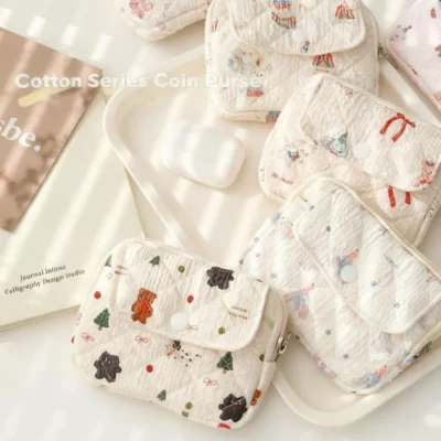 Cotton storage bag, lipstick, coin purse